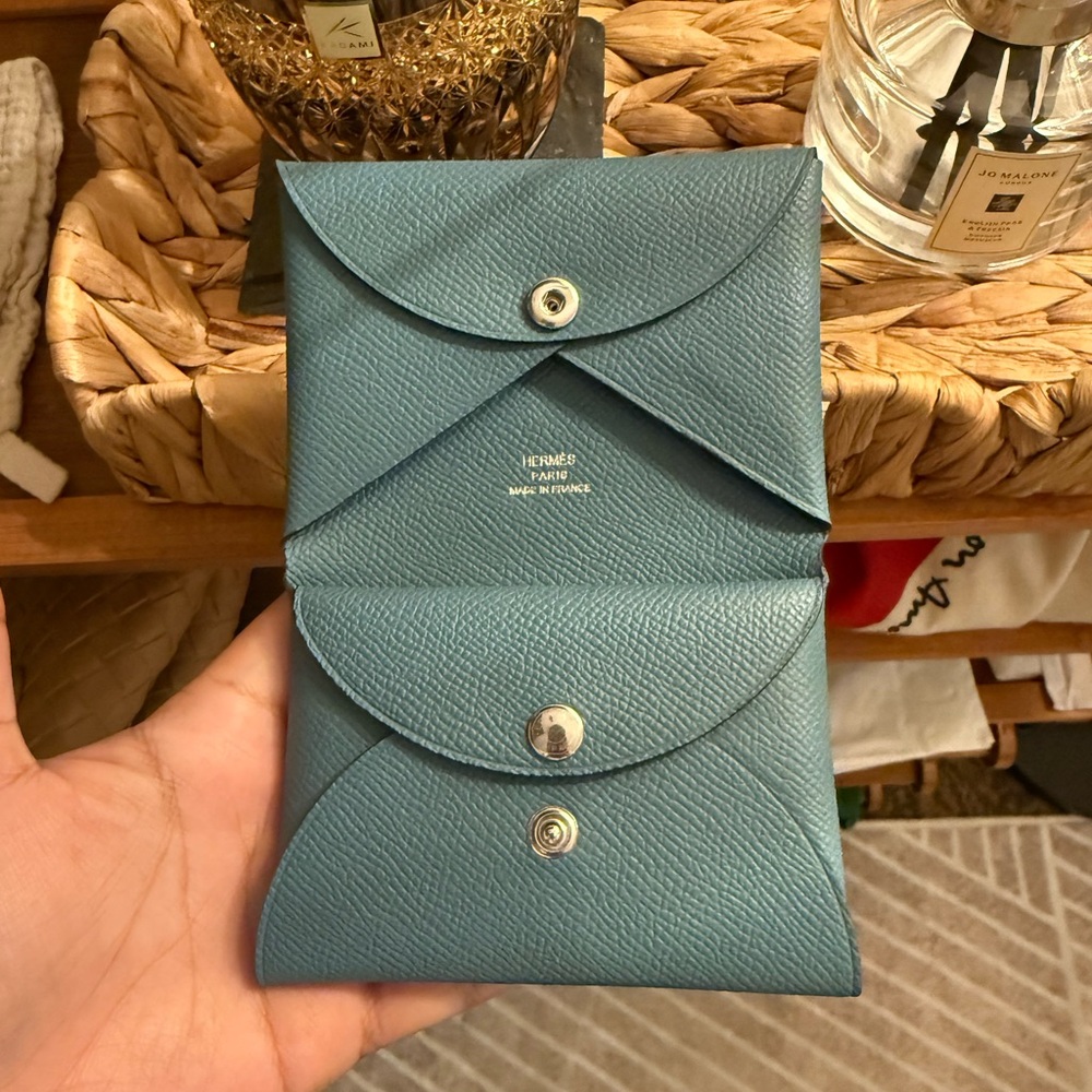 Hermès Blue Leather Calvi Wallet